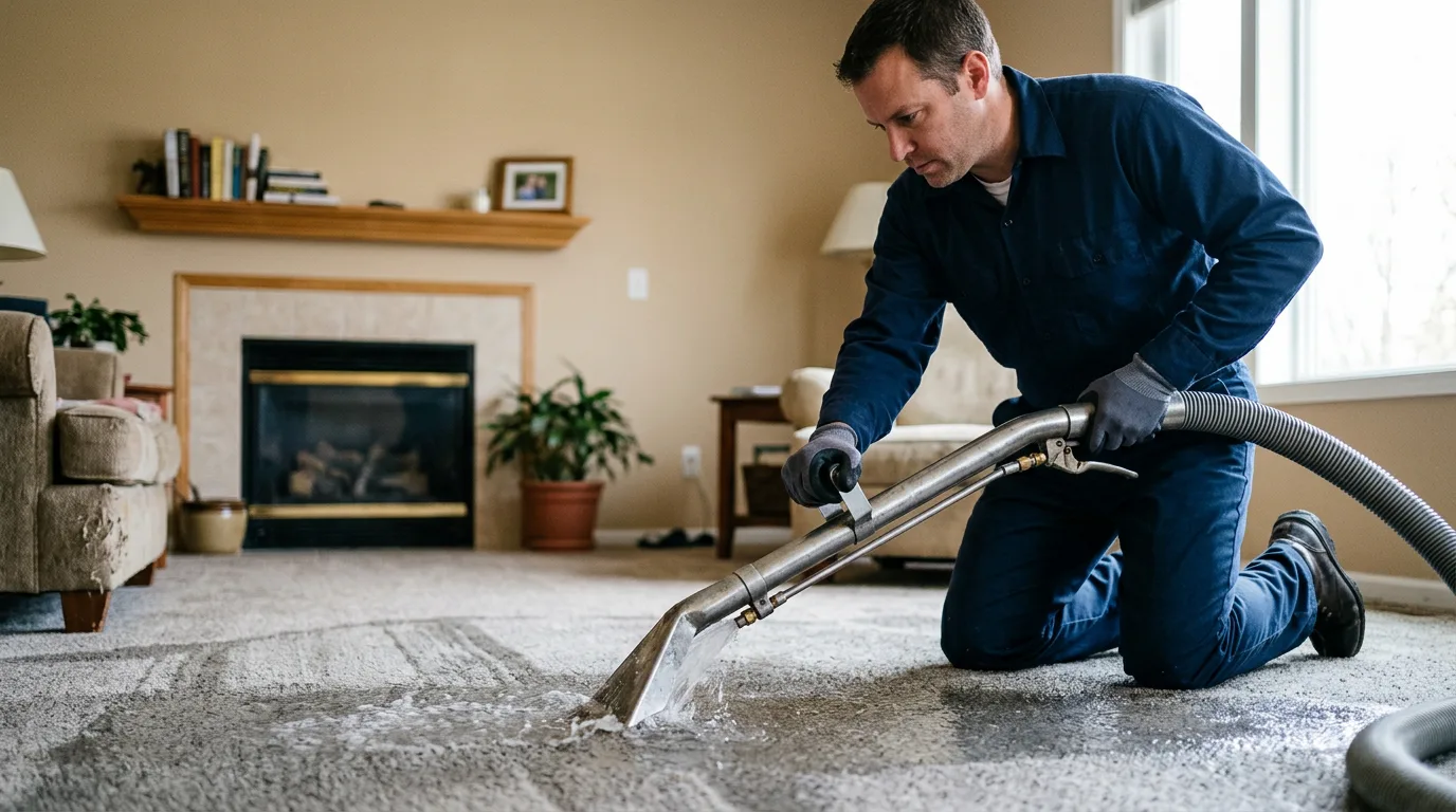 Water damage restoration technician working near Vandiver, AL